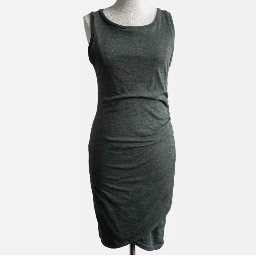 Leith Heathered Green Ruched KnitโSleeveless Bodycon Tank Dress sz Medium